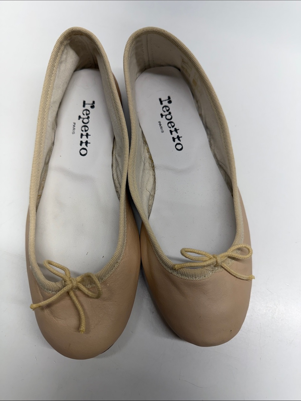 Repetto Cendrillon Ballet Flats Slip On Flat Shoes Leather Bow Nude Tan Size 5